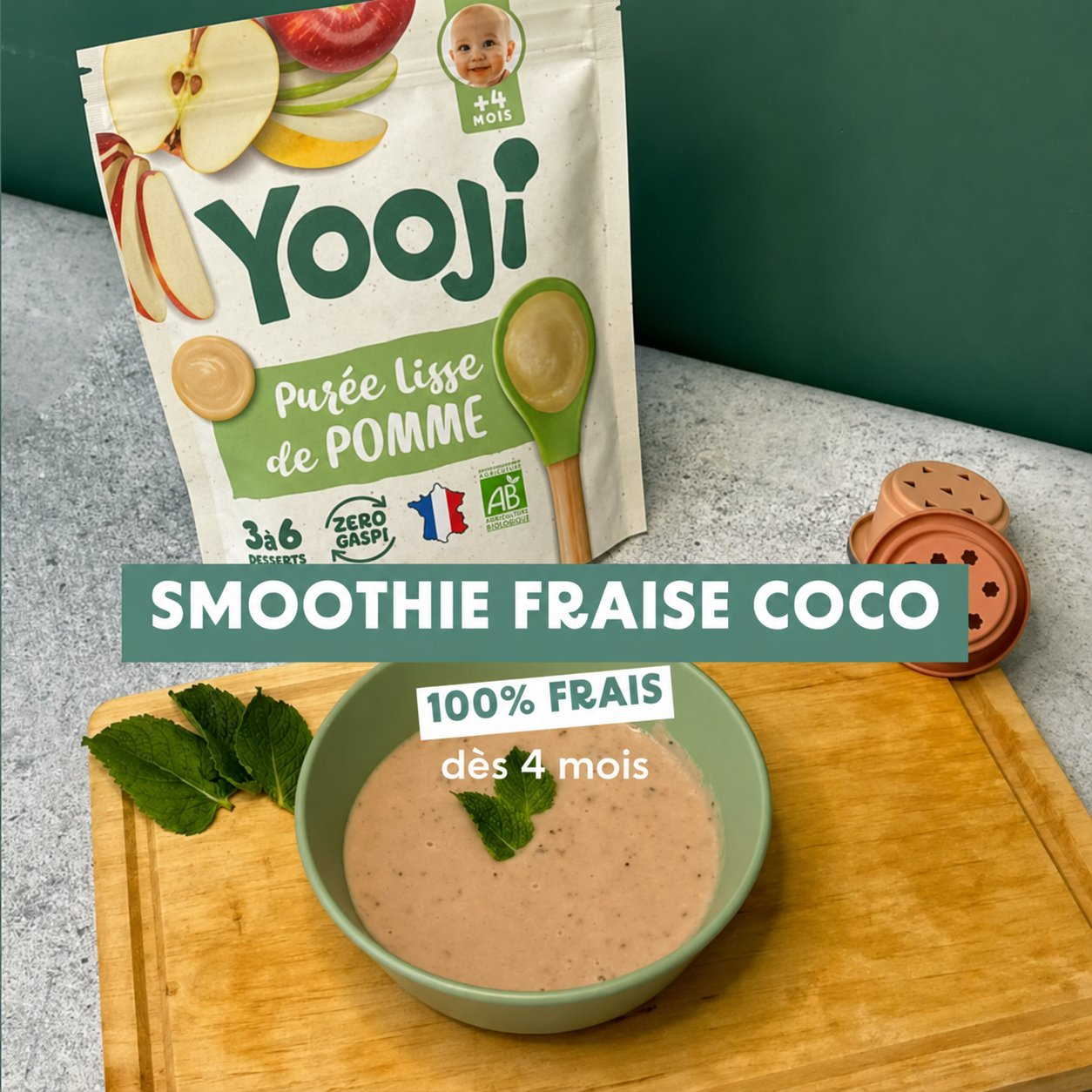 Smoothie fraise coco pour bébé