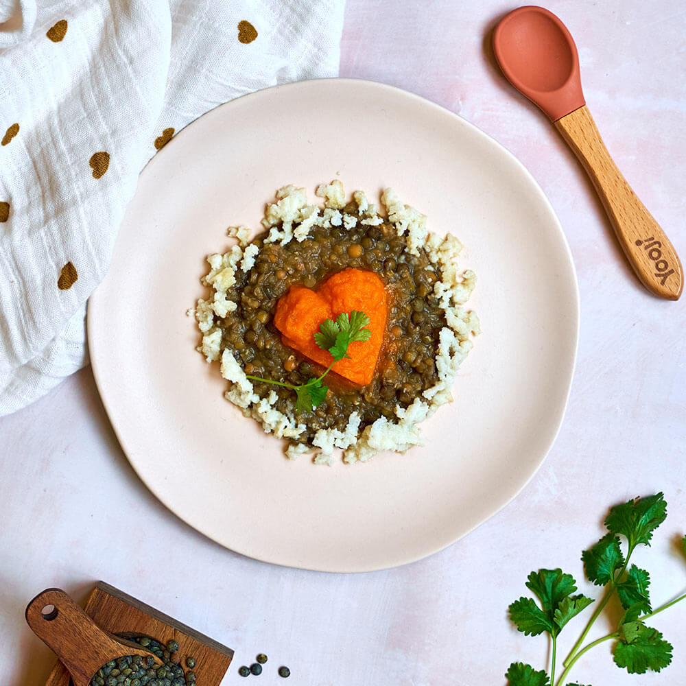 Le Duo de lentilles accompagné de sa purée de carotte, portion de cabillaud - Dès 9 mois