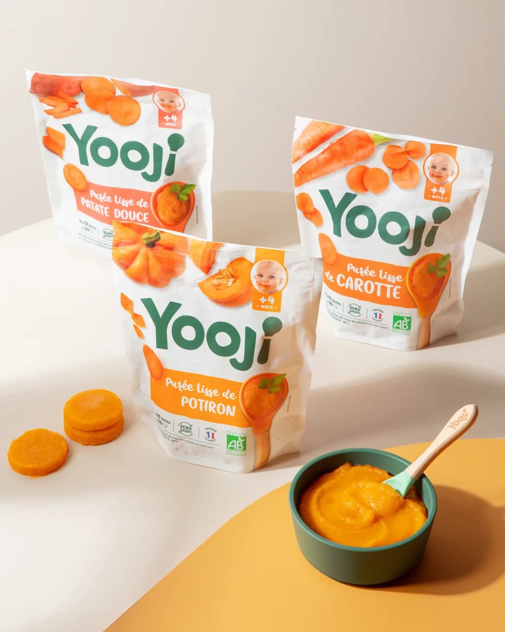 Purées lisses de légumes orange