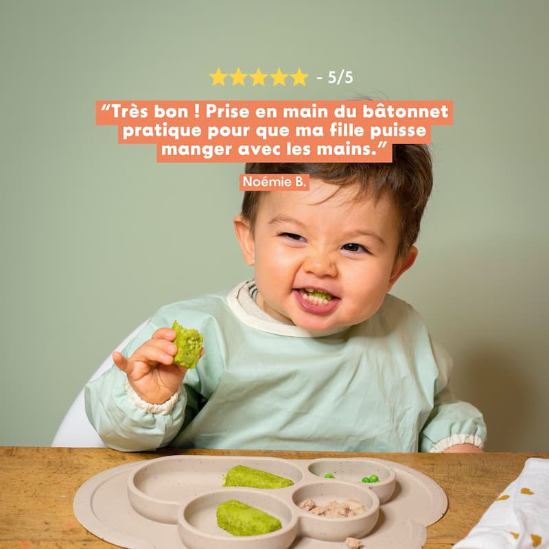 Bâtonnet manger main : Petit pois, semoule de blé