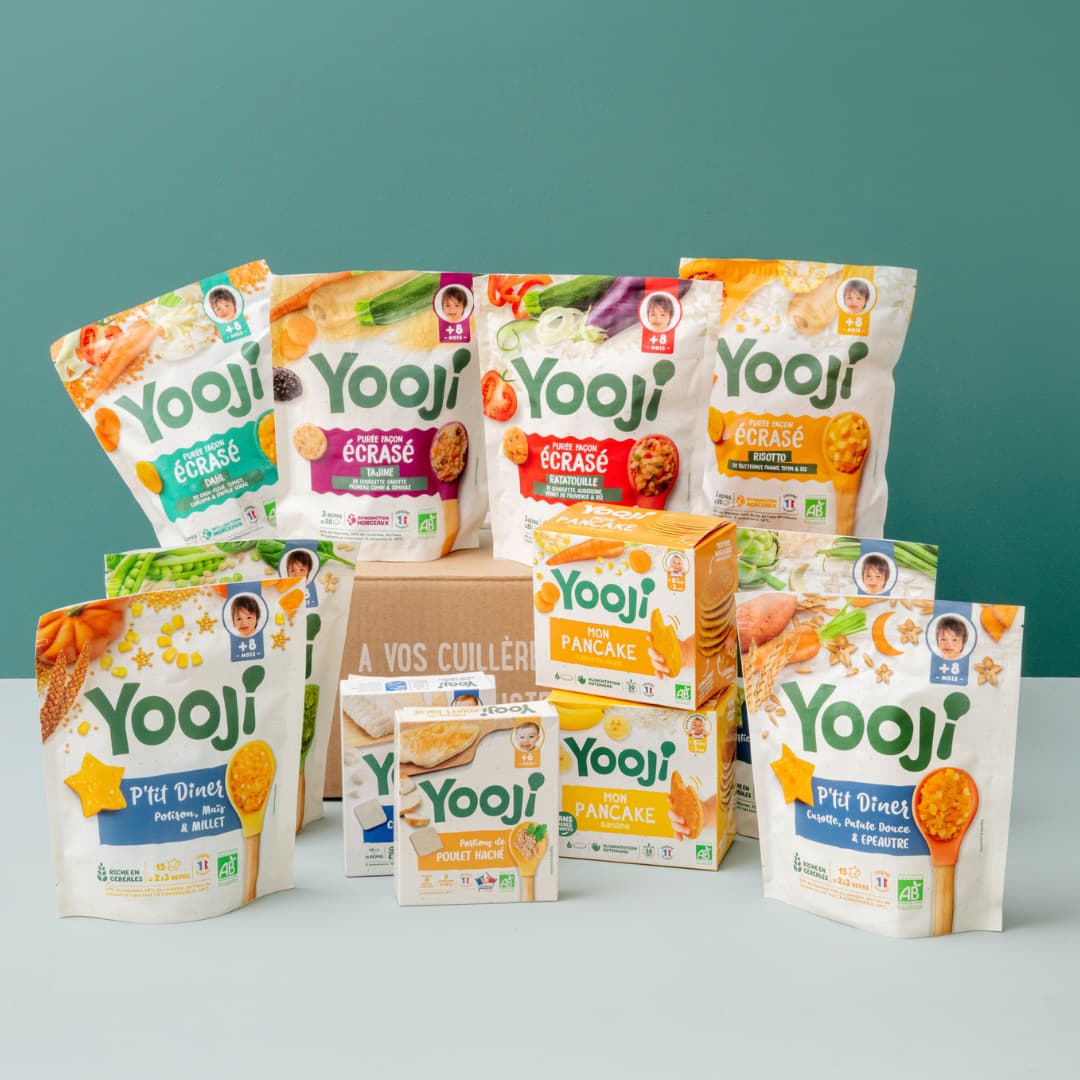 Yooji- Repas bio alimentation bébé 6 mois –Panier 1 mois  purées,légumes,viandes,poissons(livre diversification + 2 sachets offerts)  - Achat / Vente légumes cuisinés Yooji- Repas bio alimentation bébé 6 mois  –Panier 1 mois