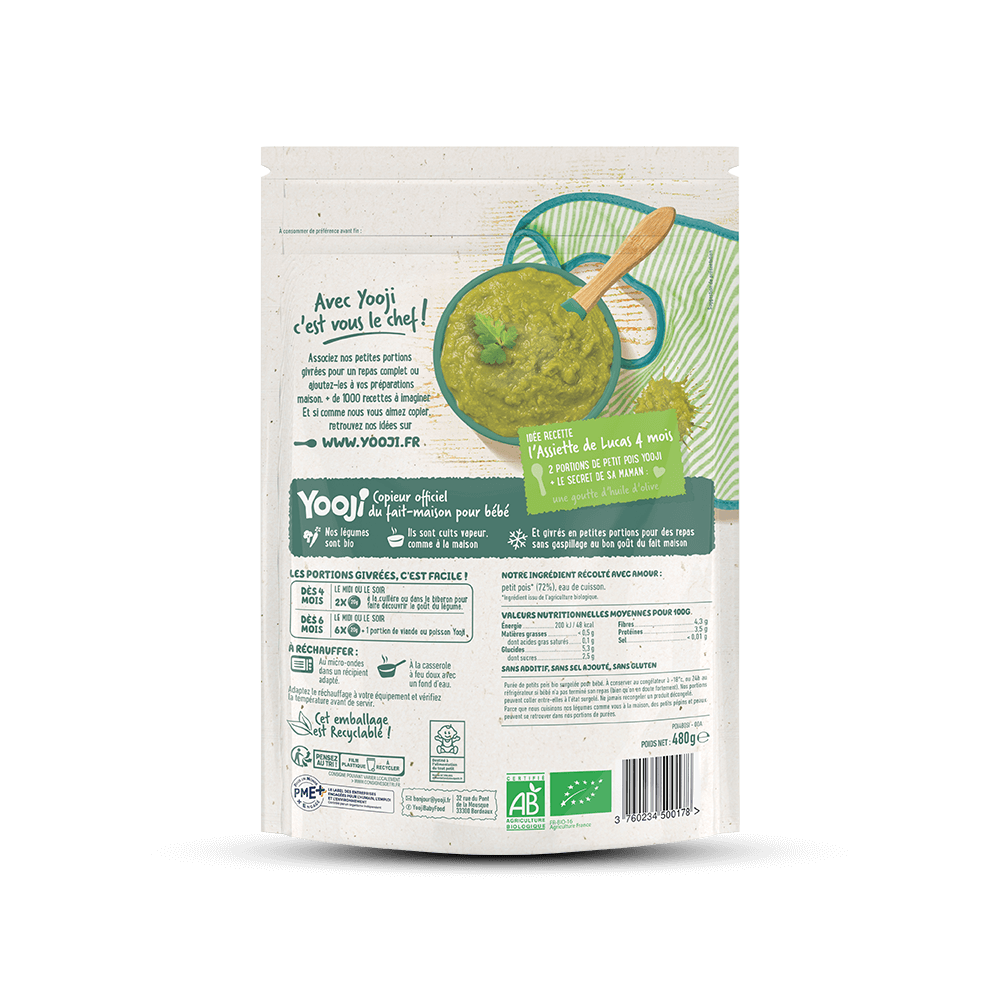 Puree De Petit Pois Bio Pour Bebe Des 4 Mois
