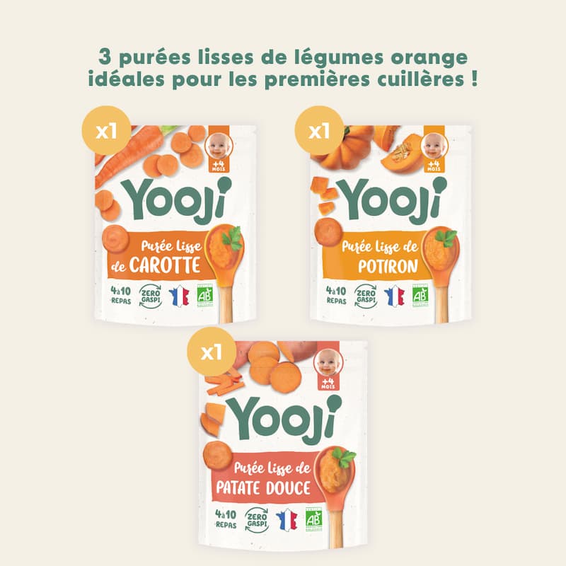 Purées lisses de légumes orange