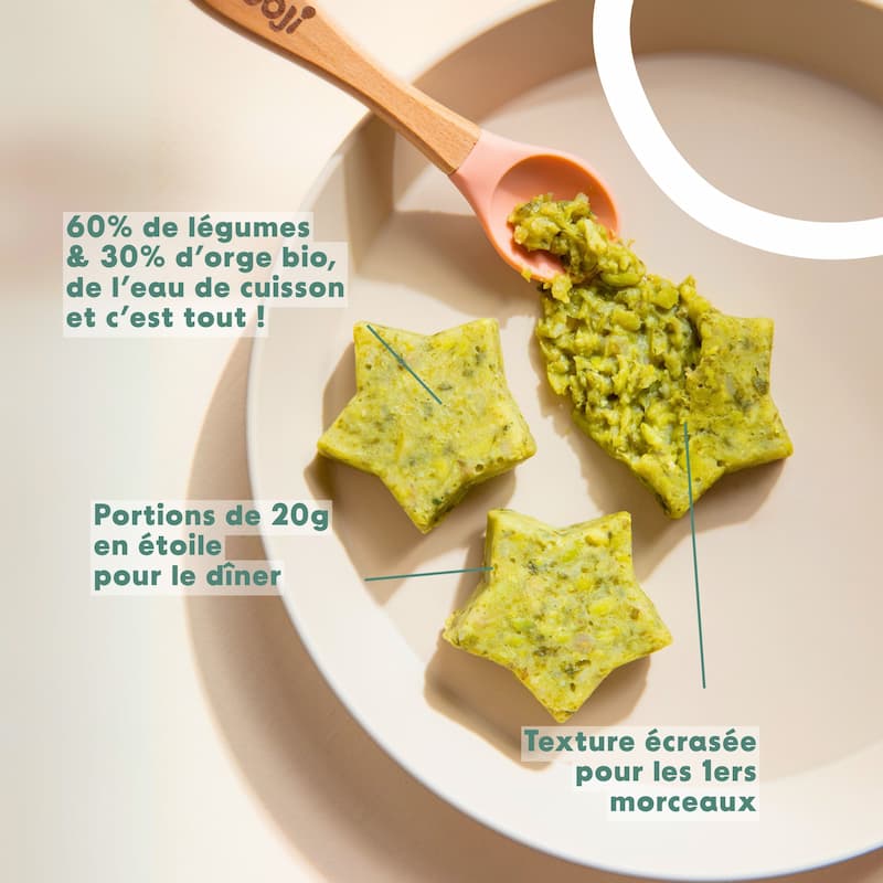 P\'tit Dîner : Petit pois, épinard, orge